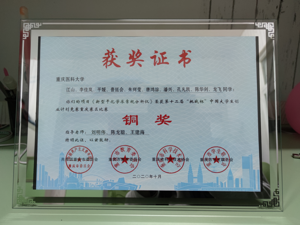 第十二届“挑战杯”中国大学生创业计划竞赛重庆市铜奖（江山，刘明伟）2020.10 (2).jpg